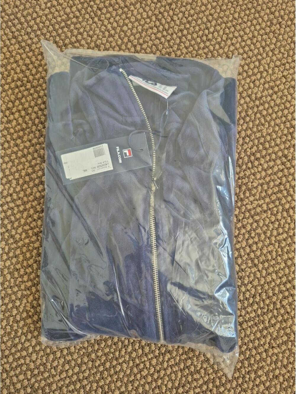NWT Fila Men's Deverall Velour Track Jacket Navy Blue Size 4XL Full Zip
